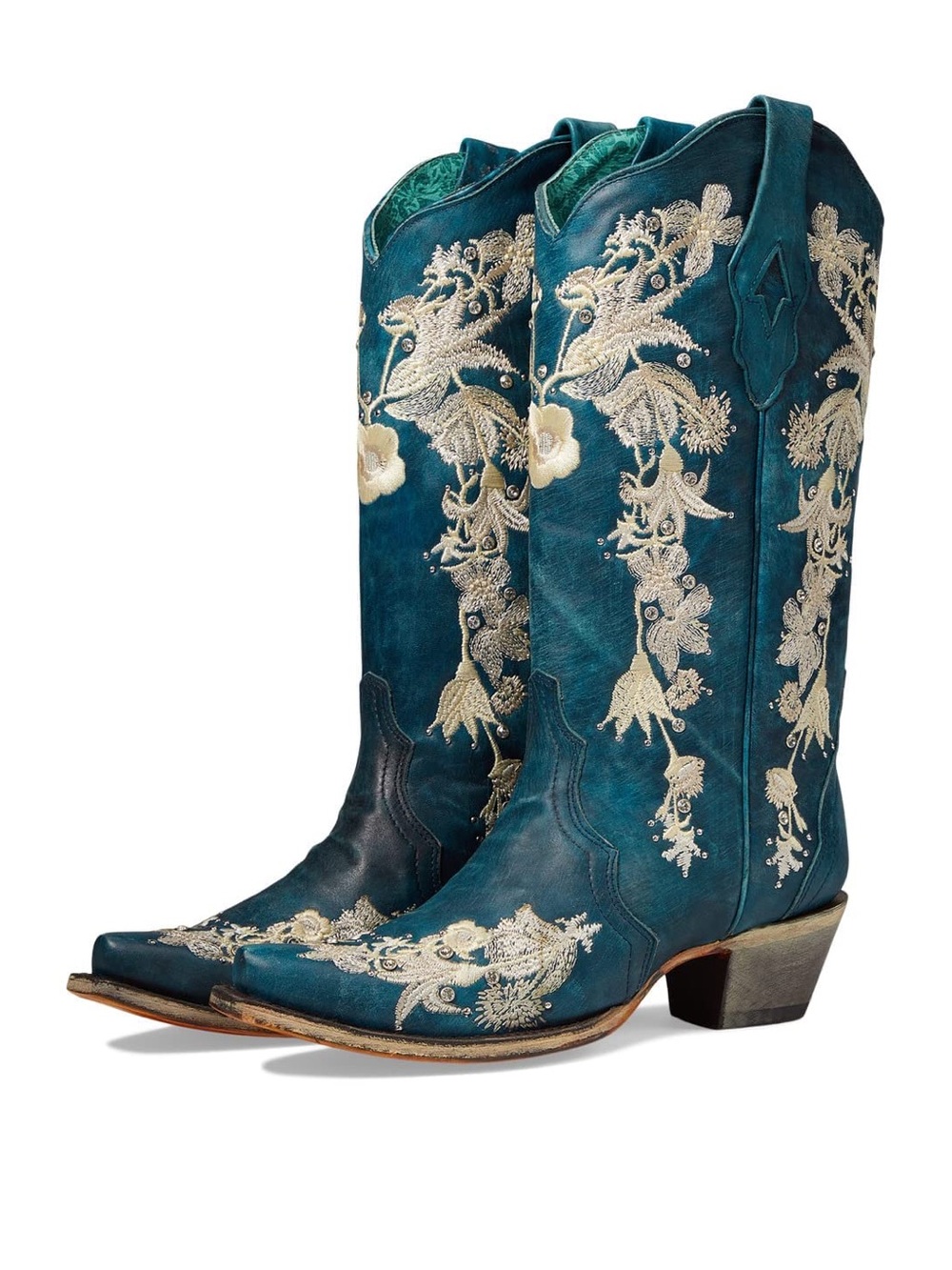 CORRAL A4361 Ld Navy Blue Studs & Floral Embroidery & Crystals, Size 5M